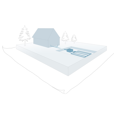 Image d’une maison avec un champ d’épuration de Géonortech, expert en traitement des eaux usées.