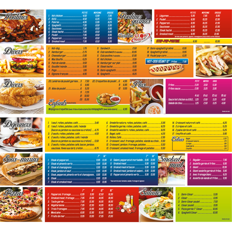 Menu à la carte proposé par Stop Bouffe